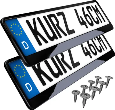 Produktbild von 2 Stück Kennzeichenhalter kurz 46 cm Schwarz Hochglanz Kennzeichenhalter 460 mm für kurze Kennzeichen