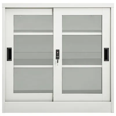 Produktbild von vidaXL Schrank mit Schiebetür Hellgrau 90x40x90 cm Stahl