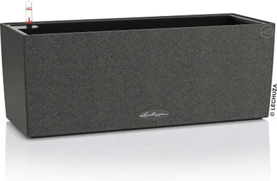 Produktbild von Kvetináč LECHUZA BALCONERA Stone 50 graphite black | balkónový box so zavlažovaním a vložkou na rastliny | vzhľad prírodného kameňa | 50 x 19 x 19 cm | 15652