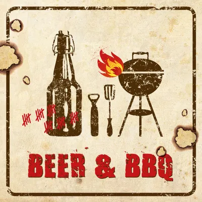 Immagine prodotto di PPD Beer & BBQ Servietten, 20 Stück, Tischservietten, Tissue, Hellbraun / Bunt, 33 x 33 cm, 1331550