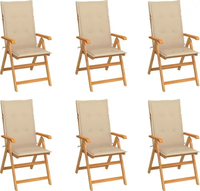 Produktbild von Maison Exclusive - Gartenstühle 6 Stk. mit Beigen Kissen Massivholz Teak
