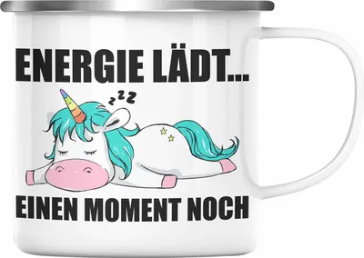 Produktbild von Trendation - Einhorn Emaille Tasse mit Spruch Geschenk Arbeitskollege Kollege Emaille Emaille Tasse Frauen (Silber)
