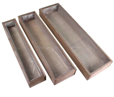 Produktbild von Set 3 Pflanzkasten 50/45/40cm braun Pflanzschale Pflanzkiste Holzkiste Blumentopf