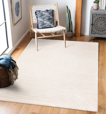 Produktbild von TT Home Wohnzimmer Teppich Kurzflor Boho Skandi Bogen Motiv Unifarben Hoch-Tief-Effekt Größe 200x290 cm