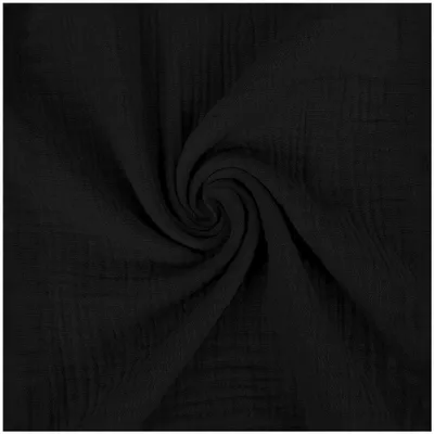 Musselin Stoff extra breit 280 cm in Schwarz – Double Gauze Baumwollstoff Meterware für Bettwäsche und Gardinen.