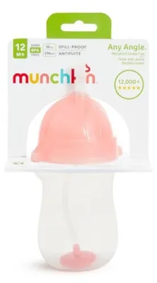 Obrázok produktu pre Munchkin MUNCHKIN gertuvė su šiaudeliu ir svareliu, rožinės spalvos, 12mėn+, 296ml, 01246201