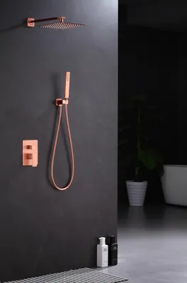 Produktbild von WEBO Inbau-Regendusche „Rio“ Komplettset mit Kopf- und Handbrause 20 cm – Matt Rosé