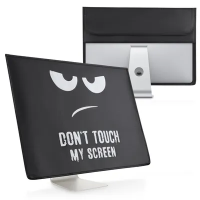 Produktbild von kwmobile Hülle kompatibel mit 20-22" Monitor - mit 2 Fächern auf Rückseite - Schutzhülle Don't touch my Screen Weiß Schwarz