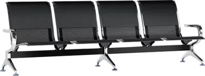 Produktbild von CLP Wartebank Airport Kunstlederbezug stabil aus Metall mit Rückenlehne schwarz/schwarz Größe 4-Sitzer