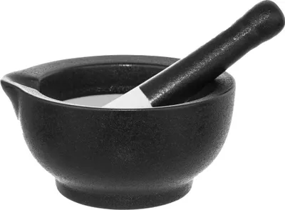 Immagine prodotto di Mortaio Orion Mortaio da cucina Mortaio per spezie con pestello per frantumare spezie, erbe, noci Porcellana nera 12 cm