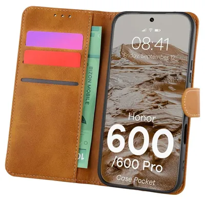 Produktbild von Handyhülle mit Klappe für Honor 600 5G / 600 Pro 5G, Bizon Case Pocket, Braun