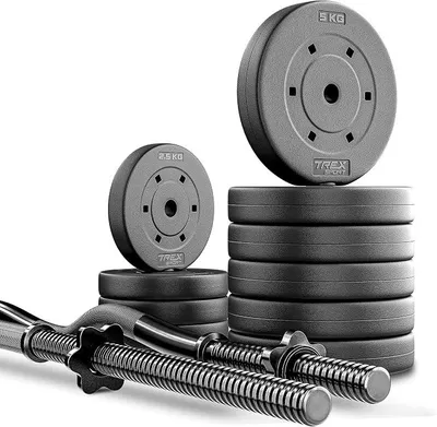 Imagen del producto de Juego de mancuernas de 46 kg | Discos de mancuerna con barra de 150 cm