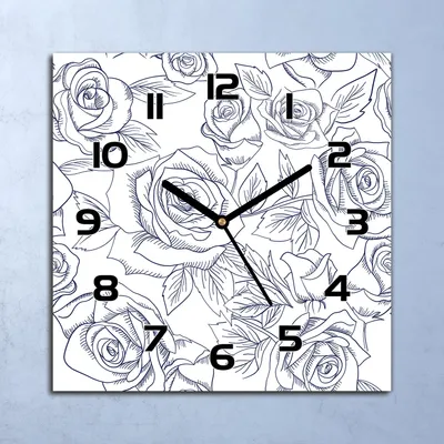 Produktbild von Wanduhr Echt-Glas-Küchenuhr Blaue Rosen Blumen Quarz 30x30 Deko Bilder