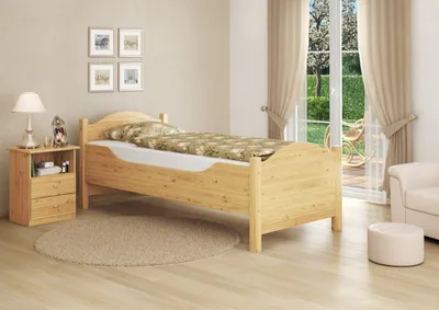 Produktbild von Seniorenbett extra hoch 90x200 Massivholz Kiefer Einzelbett Gästebett Zubehör wählbar V-60.40-09Rollrost inkl.
