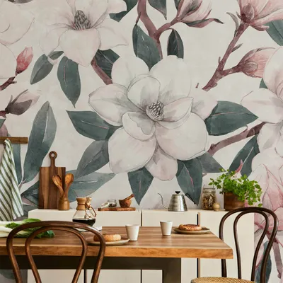 Produktbild von Vlies Fototapete - Watercolor Magnolias - Second Variant 350x245 cm Blumen b-B-0637-a-c