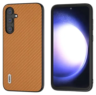 Immagine prodotto di Per Samsung Galaxy S23 FE ABEEL Carbon Texture Custodia protettiva Cover Marrone chiaro