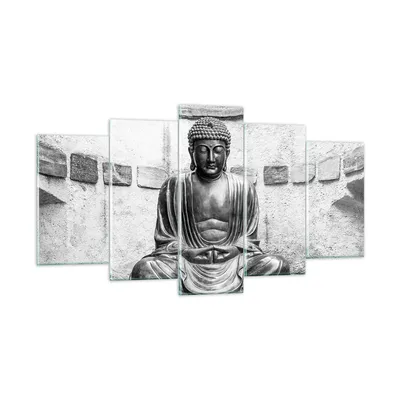 Produktbild von Bilder auf glas - 5 Teile - Japanisch Buddha Statue - 160x85cm - Glasbilder - Wandbilder - Bilder - zum Aufhängen bereit - Wanddekoration aus Glas - Glas Bilder - Wandbild auf Glas - GEA160x85-4329