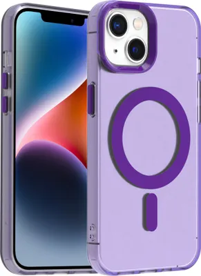 Produktbild von Handyhülle für iPhone 15, Hülle Kompatibel mit MagSafe, Schlank Durchscheinend Matt Stoßfest Schutzhülle Lila