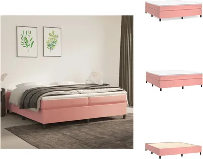 Imagen del producto de vidaXL: Base de cama con somier, color rosa, 200x200 cm, tapizada en terciopelo. Camas y estructuras de cama
