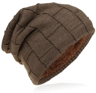 Produktbild von Strick Beanie Gitter Muster Taupe L