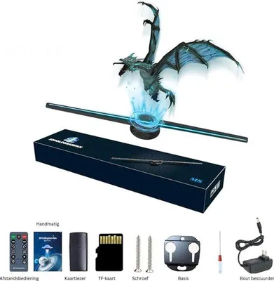 Image de Lustre à hologramme 3D - 32 cm - Éclairage LED - Ventilateur à hologramme 3D