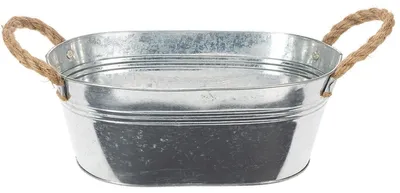 Produktbild von Dekoschale Metall Oval Vintage Look mit Hanfseilgriffen