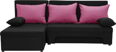 Produktbild von Ecksofa mit Schlaffunktion ERES - Schwarz/Rosa