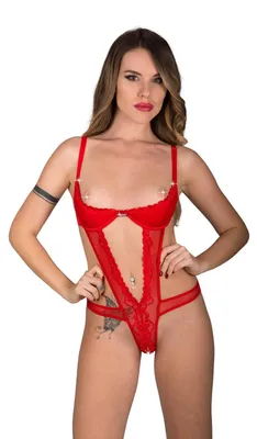 Obrázek produktu pro Dámské krajkové body červené 2989 Eros Veneziani, vel. S/M