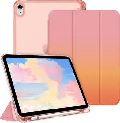 Produktbild von Fintie Hülle für iPad (A16) 11 Generation 11 Zoll 2025, iPad 10 Generation 10.9 Zoll 2022 mit Stifthalter - ultradünne leichte Schutzhülle mit transparenter Rückseite, Auto Schlaf/Wach,Sonnenuntergang