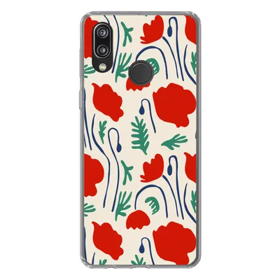 Produktbild von MuchoWow® Handyhülle Schutzhülle Hülle für Huawei P20 Lite (2020) Blumen - Rose - Muster Silikon Softcase Handy Hülle - Kartenhalter