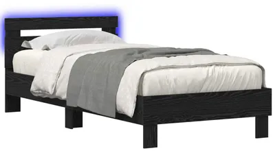 Obrázok produktu pre Posteľový rám s LED Čierny dub 80 x 200 cm Kompozitné drevo