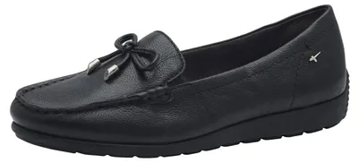 Productafbeelding van Tamaris Comfort dames slipper, leren mocassin, wijde pasvorm, model 8-84600-44, maat: 38 EU, kleur: zwart