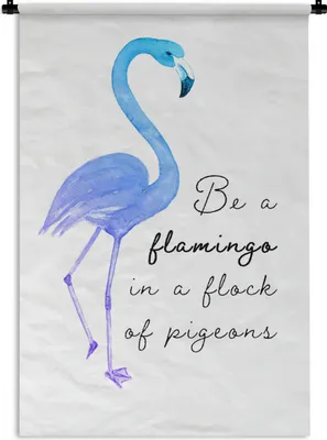 Produktbild von MuchoWow® Wandteppich Wandbehang Blau - Lila - Flamingo 90x135 cm Tapisserie Dekoration Wandtuch - Baumwolle - Wandskulptur