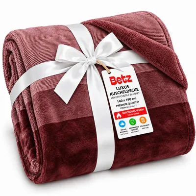 Image de Couverture Betz, 140x190 cm, couverture douillette, couvre-lit. Couleur : rouge
