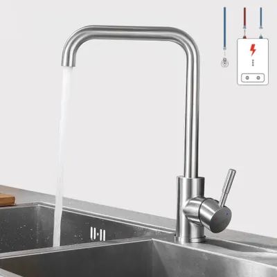 Produktbild von Niederdruck Küchenarmatur Edelstahl, 360° Drehbar Wasserhahn Küche für Kleinspeicher, 7-Form, Cecipa MAX, Spültischarmatur Gebürstet,mit DVGW Schlauch