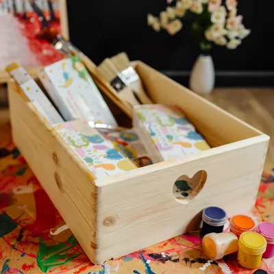 Immagine prodotto di Creative Deco Grande Scatola in Legno | 40 x 30 x 13 cm | Scatole con Maniglie a Cuore Portaoggetti Portagiochi | Ideale per Documenti e Attrezzi