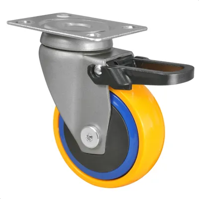 Produktbild von WAGNER Design 3C - Lenkrolle soft mit Bremse - Durchmesser Ø 75 mm, blau / gelb, Kugellager, Tragkraft 75 kg - 01237501