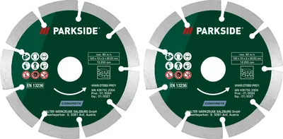 Produktbild von PARKSIDE® Diamant-Trennscheibenset 125mm 2er für Mauernutfräse (Beton)