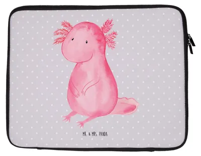 Produktbild von Mr. & Mrs. Panda Laptop Sleeve Axolotl Niedlich 20 x 28 cm - Grau Pastell - Geschenk, Hülle, Laptoptasche, Liebe, Tasche, Freundin, Weisheit, Case, Laptophülle, Fröhlich