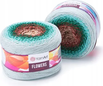 Produktbild von YarnArt Flowers 318: Farbverlaufsgarn mit 55% Baumwolle, 1000m Lauflänge, ideal für Sommerprojekte