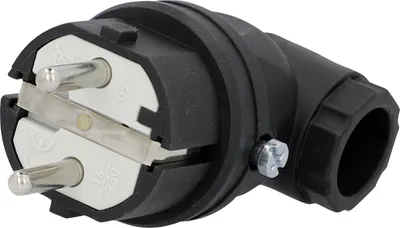 Produktbild von Schutzkontakt-Stecker Vollgummi gewinkelt, IP44 schwarz, mit Knickschutz