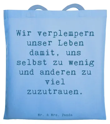Produktbild von Mr. & Mrs. Panda Schultasche Spruch Leichtigkeit und Vertrauen - Sky Blue - Geschenk, Potenzial, Einkaufstasche, festival tasche, Tote Bag, Inspiration, Motivation, Zitat