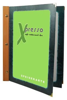 Produktbild von 1x Folienkarte (PVC) grün mit Holzrücken 6 Seiten A4