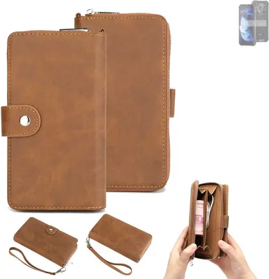 Produktbild von K-S-Trade Handyhülle Schutzhülle kompatibel mit Oukitel WP28 & Portemonnee Tasche Handytasche Case Etui Geldbörse Wallet braun (1x)