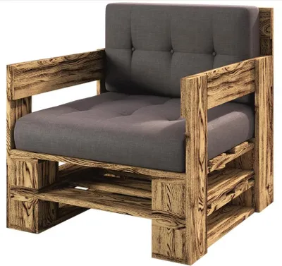 Produktbild von Lermowood Palettenmöbel Mp Sessel 80 x 60 x 30 cm Geflammt | Europaletten Indoor und Outdoor Lounge Gartenmöbel Holz Gartenmöbel Set Lounge Möbel Terrasse Balkon Loft Stil Paletten