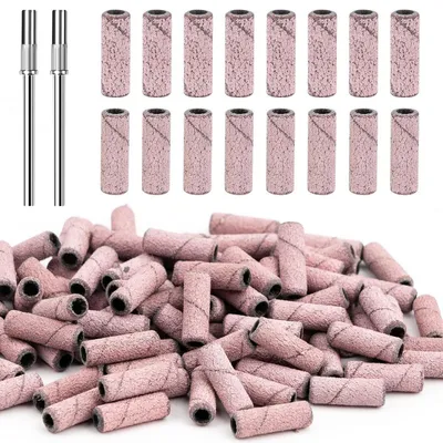 Immagine prodotto di Punte per fresa da unghie, 100 pezzi, con nastri abrasivi #240 e #180, e 2 punte per trapano, ideali per manicure e pedicure con gel