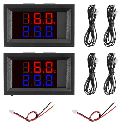 2 Stück DC 4-30 V digitales Thermometer mit LED-Anzeige