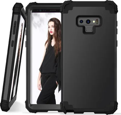 Produktbild von Galaxy Note 9 Hülle, LaimTop Heavy Duty 3 in 1 Hybrid Hart PC Flexibel TPU Silikon Stossfest Kratzfest Tasche Schutzhülle für Samsung Galaxy Note 9 Schwarz