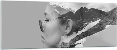 Produktbild von Bilder auf glas - Einteilig - Frau modern schwarz und weiß - 140x50cm - Glasbilder - Wandbilder - Bilder - Wanddekoration aus Glas - Glas Bilder - Wandbild auf Glas - GAB140x50-4571