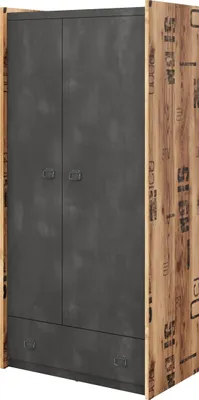 Produktbild von Furniture24 Kleiderschrank Fargo FG02 Schrank Drehtürenschrank 2 Türiger Jugendzimmerschrank mit Kleiderstange und Einlegeboden